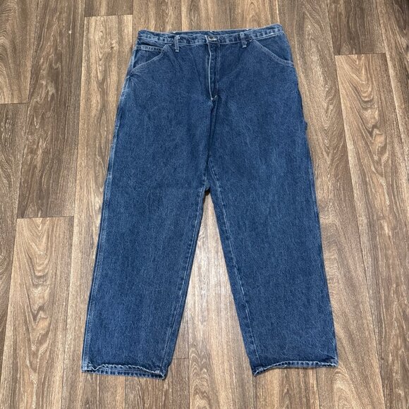 VTG Union Line Carpenter Pants Men's 38x31 Medium Wash Hammer Loop USA 00s Y2K - Picture 1 of 10